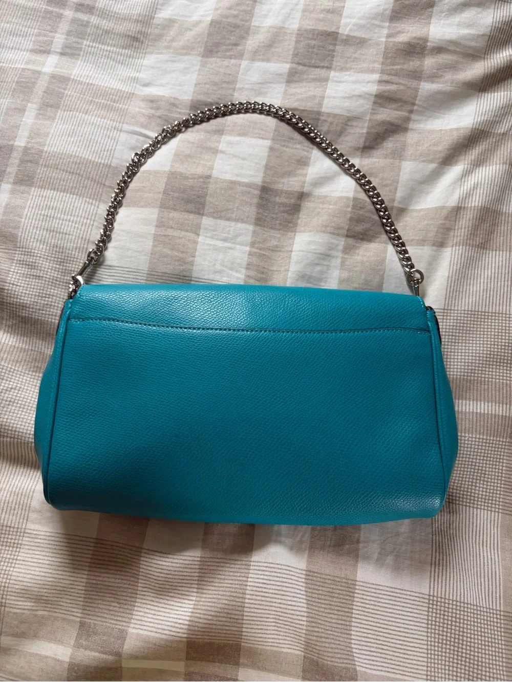 Coach Turquoise Leather Crossbody Bag with Chain Strap